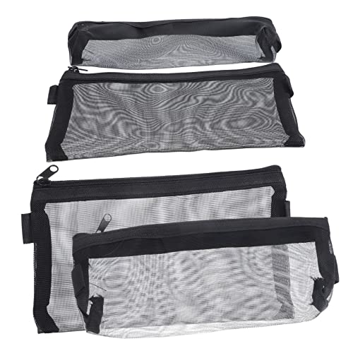 VILLFUL 4 Stück Großes Teiliges Federmäppchen aus Transparentem Reißfestem Mesh mit Reißverschluss Leichter Langlebiger Stifteorganizer für Schüler Große Kapazität für Stifte Lineal von VILLFUL