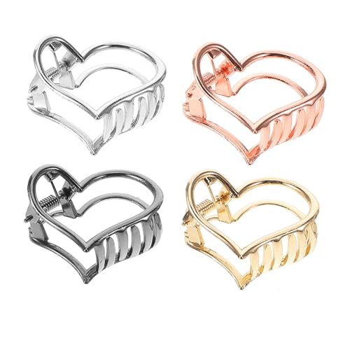 VILLFUL 4 Stück Minimalistische Haarklammern Herzförmige Haarkrallen in Gold Silber Roségold Schwarz für Damen Vielseitiger Haarschmuck für Kurz Langhaar Hochzeit Party und Alltag von VILLFUL