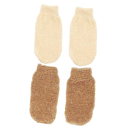 VILLFUL 4 Stück Peelinghandschuhe Exfolierende Badeschrubbhandschuhe mit Massagefunktion Kompakt Leicht zur Hautreinigung und Porenreinigung Schnelltrocknend für Damen und Herren Dusche von VILLFUL
