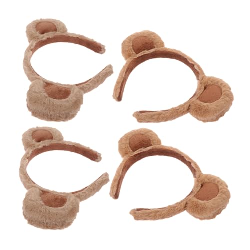 VILLFUL 4 Stück Teiliges Bärenohren Haarbänder für Damen Flauschiges Weiches Plüsch Stirnband mit Einzigartigem Tierohren Design für Partys Festivals Alltag und Make Up Beim Waschen von VILLFUL