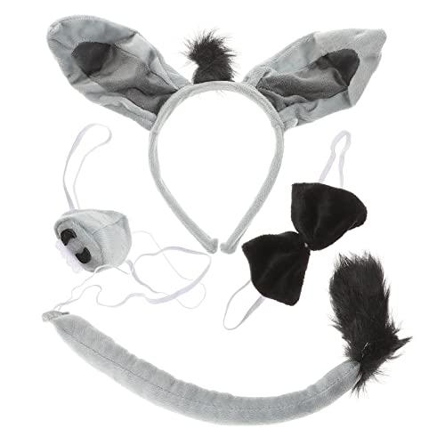 VILLFUL 4 Stück Teiliges Esel Kostüm für Ohr Stirnband Fliege und Nase Hautfreundlich Bequem für Halloween Karneval Kostümparty und Geburtstage von VILLFUL