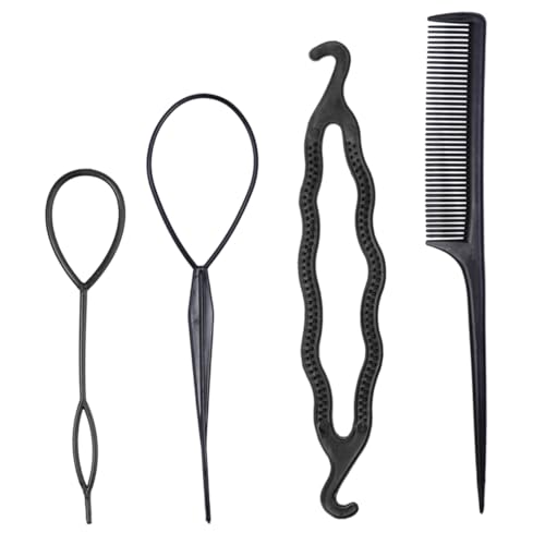 VILLFUL 4 Stück Teiliges Haardutt Set Tragbarer Haarstyling Clip Leichter Braid Ponytail Maker Einfaches Flechten und Hochstecken Vielseitiges Haar Design Tool für Damen und Friseure von VILLFUL