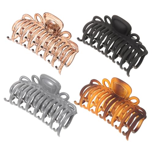 VILLFUL 4 Stück Teiliges Haarklammer Große Transparente und Leopardgemusterte Haarkrallen für Damen Rutschfestes Design mit Starker Fixierung für Dickes und Langes Haar Modischer von VILLFUL