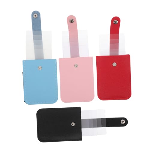 VILLFUL 4 Stück Teiliges Kartenetui aus Kunstleder mit Druckknopfverschluss Stapelbarer Kartenhalter für Visitenkarten und Kreditkarten für Geschäftliche Anlässe Schwarz Rot Blau Rosa von VILLFUL