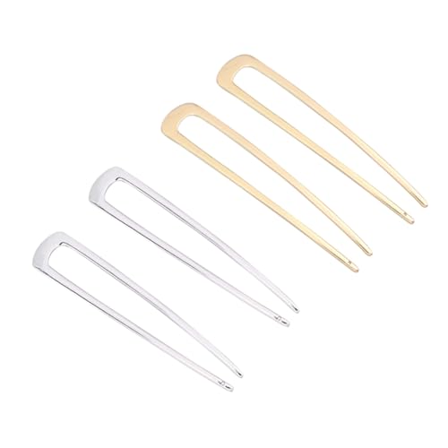 VILLFUL 4 Stück Teiliges U Förmiges Haarnadeln aus Langlebiger Legierung Rutschfeste Haarklammern für Damen und Mädchen Einfache Anwendung Goldene und Silberne Farben für Stilvollen von VILLFUL