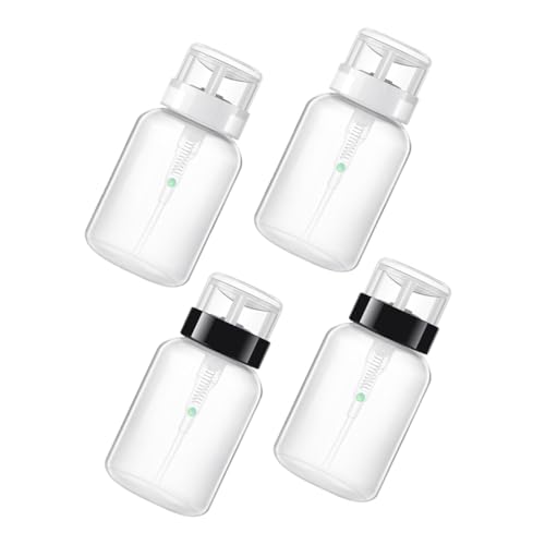 VILLFUL 4 Stück Transparente Pumpflaschen Nagellackentferner Nachfüllflaschen mit Sicherem Pumpmechanismus Auslaufsicher für Kosmetikflüssigkeiten und Make up entferner von VILLFUL