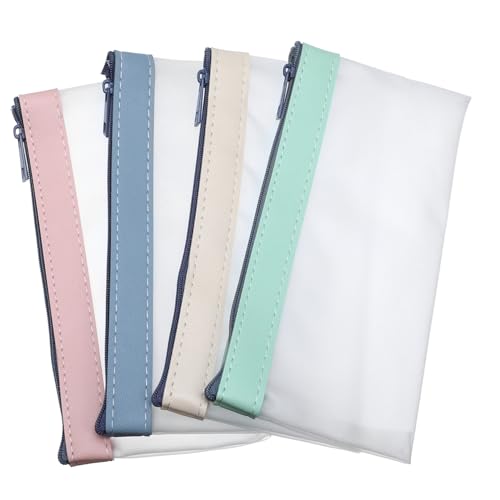 VILLFUL 4 Stück Halbdurchsichtige Stifttaschen Multifunktionale Geldbeutel mit Reißverschluss Pflegeleichte Schreibwaren Organizer für Bargeld Stifte und Dokumente von VILLFUL
