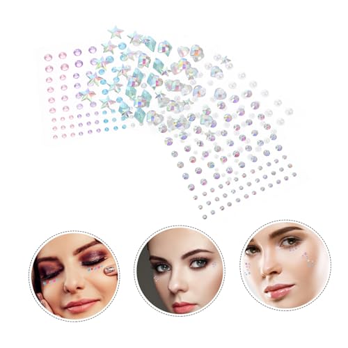 VILLFUL 5 Blätter Selbstklebende Face Jewels Wasserstein Sticker Ohrringe für Mädchen Hautfreundlich Vielseitig Ohren Stirn Wangen und Augenbrauen Klebend für Festivals und Partys von VILLFUL