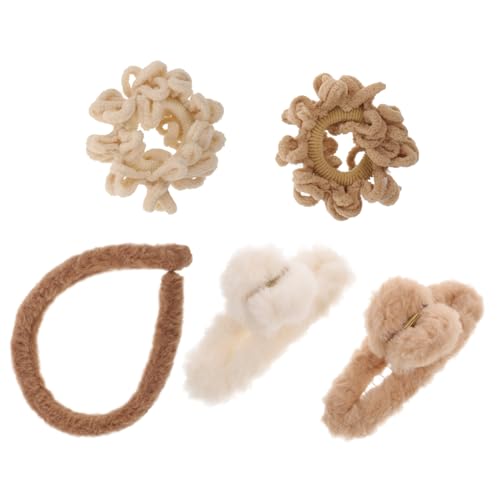 VILLFUL 5 Stück Plüsch Haarband Weich Elastisch Haargummi Stirnband Haarklammer für Frauen Mädchen Modisch Bequem Vielseitig Haarschmuck von VILLFUL