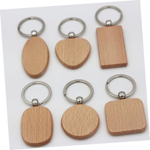 VILLFUL 5 Stück Teiliges Quadratischer Schlüsselanhänger aus Buchenholz Handgefertigt Langlebig Originelles Modisches Accessoire für Damen und Mädchen zum Basteln und Dekorieren von VILLFUL