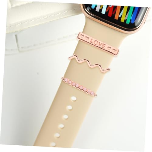 VILLFUL 5 Stück Teiliges Roségold Herz ring Charms für Silikonarmband Dekorative Uhrenband Anhänger Smartwatch Schmuck Zubehör von VILLFUL