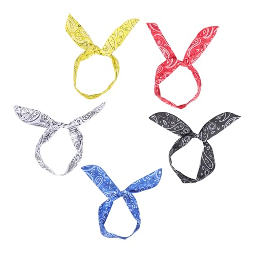 VILLFUL 5 Stück Teiliges Stilvoller Paisley draht haarbänder mit Hasenohren Wiederverwendbar Glatte Oberfläche Strapazierfähig für Frauen und Mädchen Vielseitig für Besondere Anlässe und von VILLFUL