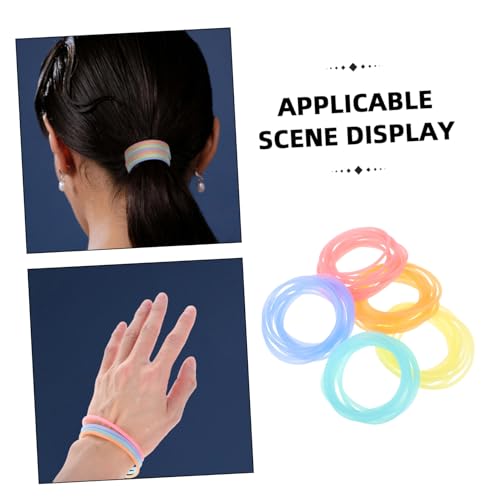 VILLFUL 50 Stück Elastische Silikon Armbänder mit Leuchteffekt Langlebige Gummi Ringbänder für Vielseitig als Haarbänder und Partyzubehör für Outdoor Spiele und Sommerspaß von VILLFUL