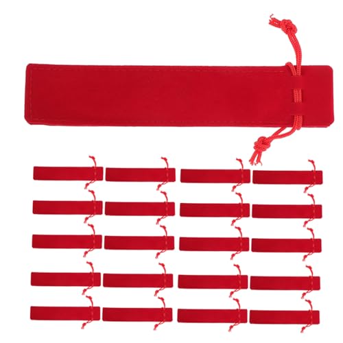 VILLFUL 50 Stück Federmäppchen mit Kordelzug Stiftbehälter Taschen für Schreibgeräte Aufbewahrungstasche für Schreibwaren Kordelstiftbeutel Büro-Stifttasche stationäre Tasche Flanell rot von VILLFUL