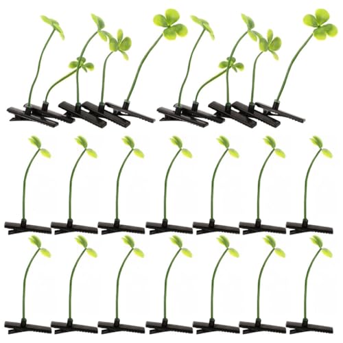 VILLFUL 50 Stück Kawaii Pflanzen Haarklammern aus Stabilem Eisen und Kunststoff Lustige Grüne Sprout Hair Clips Vierblättriges Kleeblatt Design Vielseitiger Haarschmuck für Frauen und von VILLFUL