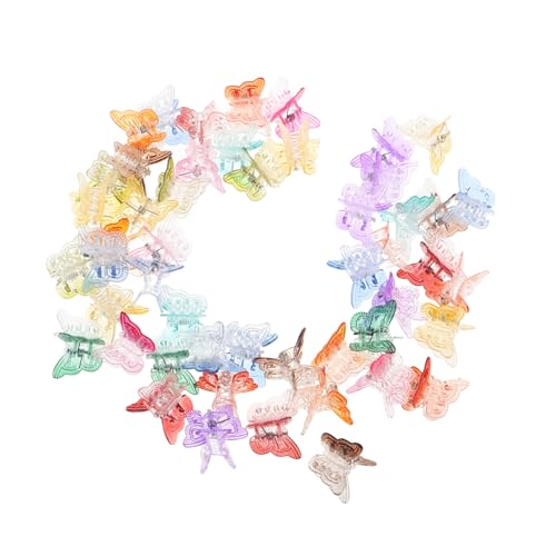 VILLFUL 50 Stück Teiliges Mini schmetterling Haarklammer Bunte Kleine Haarspangen für Mädchen und Damen Farbverlaufende Clips zum Flechten und Styling Niedlicher Haarschmuck für Kreative von VILLFUL