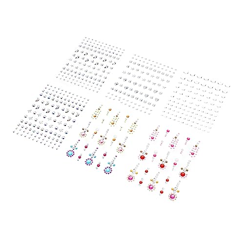 VILLFUL 6 Blätter Selbstklebende Gesichtsglitzer Aufkleber Wasserfeste Acryl Edelsteine für Partys Festivals und Besondere Anlässe Verschiedene Designs für Kreative Gesichtsbemalung und von VILLFUL