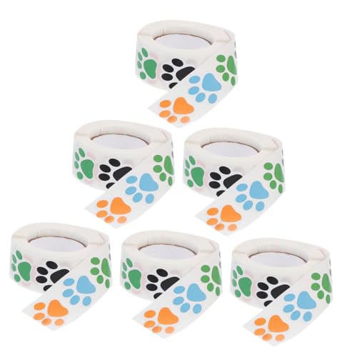VILLFUL 6 Rollen Hundepfoten Aufkleber Selbstklebende Tattoosticker für Partys Belohnungen und Kreative Dekorationen aus Strapazierfähigem von VILLFUL