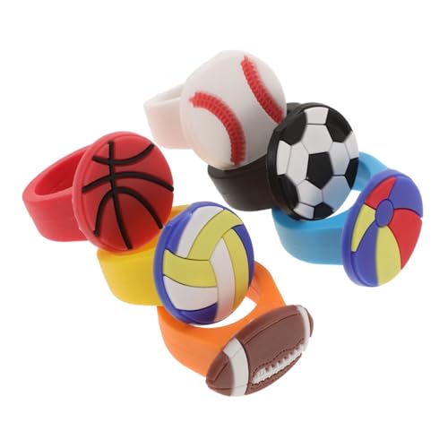 VILLFUL 6 Stück Sportliche Ring Sets Pack PVC Fußball Basketball Volleyball Baseball und Rugby Ringe Party Goodie Bags für Sport Fans und Veranstaltungen von VILLFUL