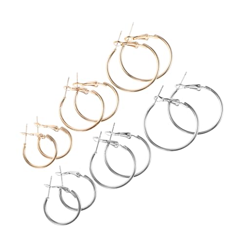 VILLFUL 6 Stück Teiliges Creolen für Damen Große Runde Ohrschmuck aus Leichtem Metall Minimalistisches Design Modische Klobige Hoops in Gold und Weiß Vielseitig Kombinierbar für Alltag von VILLFUL