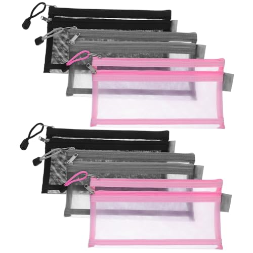 VILLFUL 6 Stück Teiliges Doppellagige Nylon Mesh Federmäppchen mit Reißverschluss Leichter Robuster Transparenter Stiftemäppchen Organizer für Schule Büro und Reise von VILLFUL