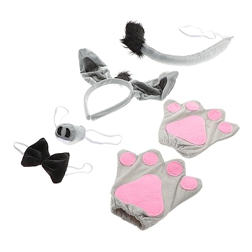 VILLFUL 6 Stück Teiliges Esel Kostüm für Cartoon Stirnband mit Ohren Nasen Maske Fliege und Handschuhen Hautfreundlich Geeignet für Halloween Karneval und Kostümparty von VILLFUL