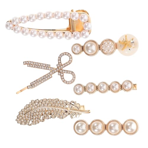 VILLFUL 6 Stück Teiliges Haarschmuck Damen Perlen Haarnadeln mit Strasssteinen Metallische Haarklammern Haarspangen Modische Haarclips für Verschiedene Frisuren Vielseitig und Stilvoll von VILLFUL