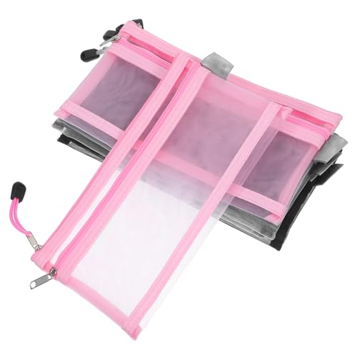 VILLFUL 6 Stück Teiliges Nylon Mesh Federmäppchen Doppellagige Transparente Reißverschlusstasche Leichter Organizer für Stifte Kosmetik Kleinteile Praktisch Robust für Schule Büro und von VILLFUL