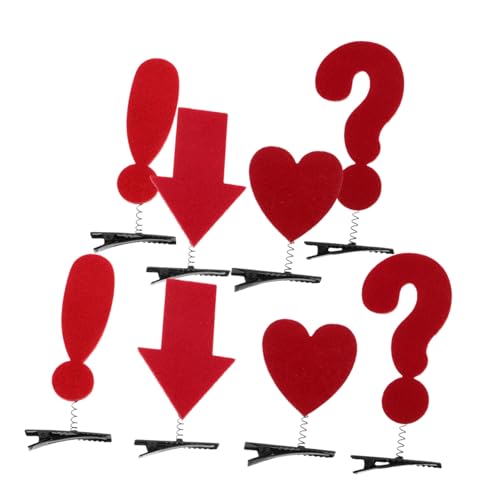 VILLFUL 8 Stück Haarzubehör Haarspange mit Fragezeichen Herz Haarspange Ästhetische Haarklammern Haarspangen Modische Haarklammern Haardekoration für Mädchen Vlies rot von VILLFUL