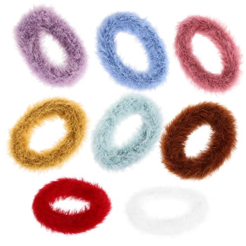 VILLFUL 8 Stück Teiliges Flauschige Haargummis für Junge Mädchen und Kleinkinder Elastische Weiche Zopfgummis in Bunten Candy farben Hautfreundliche Haarschleifen für Mädchen Sicherer von VILLFUL