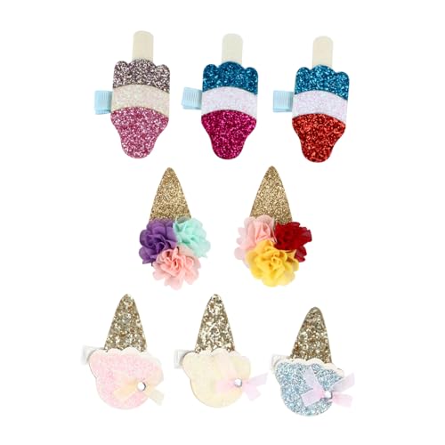 VILLFUL 8 Stück Teiliges Glitzer Haarspangen mit Eiscreme Design Funktionsfähige Haarschmuck für Mädchen für Partys und Alltag Komfortabel und Leicht zu Tragen von VILLFUL