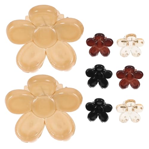 VILLFUL 8 Stück Teiliges Kleine Haarklammern Blumenform mit Strass Transparente Karamell Schwarz Rutschfeste Mini Haarspangen für Dünnes Haar Dekorativer Haarschmuck für Frauen und von VILLFUL