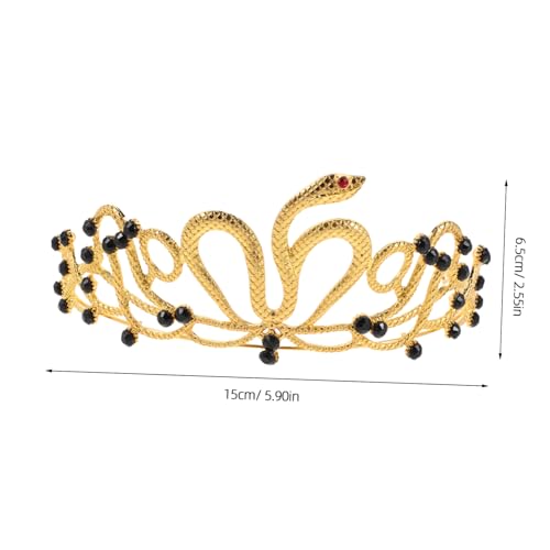 VILLFUL Ägyptische Goldene Schlangenkrone Kostümstirnband Brautkronen Brauttiara Kopfschmuck Anziehen Hochzeit Brautstirnband Kostümparty Haarschmuck Partykrone Für Jahr Plastik von VILLFUL