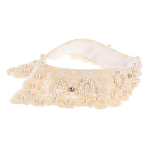 VILLFUL Abnehmbarer Weißer Spitzenkragen mit Vintage Perlenbesatz Weicher Polyester Einsatz für Damen Eleganter Rüschenkragen Choker Klassischer Look zur Stilvollen Garderobenaufwertung von VILLFUL