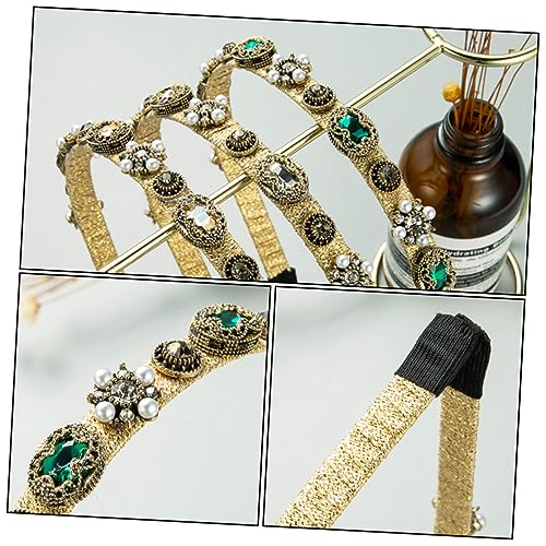 VILLFUL Barocke Damen Haarreif mit Perlen und Funkelnden Strasssteinen Zartes Grünes Blumen Stirnband für Mädchen Robustes Leichtes Haarband zum Waschen und Alltag Eleganter Haarschmuck von VILLFUL