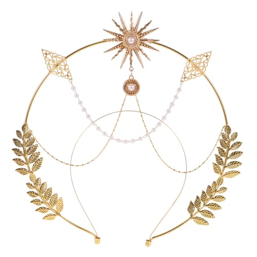 VILLFUL Barockstil Damen Haarreif mit Metall Halokrone Leichter Bequemer Kopfschmuck für Party Bühne und Kostüm Modisches Accessoire mit Stern und Blätterdesign von VILLFUL