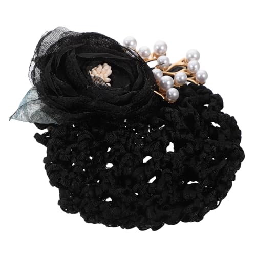 VILLFUL Blumen Haarnetz Clip Damen Haarknoten Netz Stoff Haarnetz mit Blumen Dekor Komfortabel für Ballett Krankenschwester Servicekraft Cosplay Bühne von VILLFUL