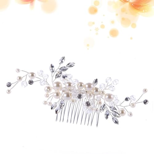 VILLFUL Braut Haarkamm Silber mit Handgefertigten Kristallen und Perlen Eleganter Haarschmuck für Hochzeit Abendveranstaltung und Festliche Frisuren Leichter Steckkamm für Damen und von VILLFUL