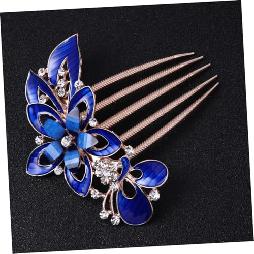 VILLFUL Braut Haarkamm mit Funkelnden Strassblumen Eleganter Haarschmuck für Hochzeit und Party Modisches Haarteil in Dunkelblau Feines Kopfschmuck accessoire für Damen und Mädchen von VILLFUL