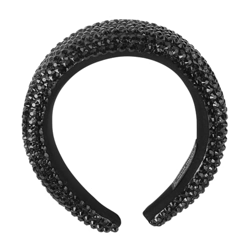 VILLFUL Breites Haarband mit Funkelnden Strasssteinen Braut Haarschmuck für Damen Elegantes Stirnband für Hochzeit und Festliche Anlässe Leichter Formbeständiger Kopfschmuck in Schwarz von VILLFUL