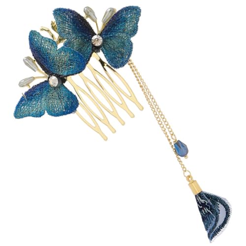 VILLFUL Butterfly Haarkamm mit Quaste Chinesischer Haarschmuck für Damen und Mädchen Eleganter Haarkamm für Festlichen Look Starker Griff bei Dünnem und Dickem Haar Vielseitiges von VILLFUL