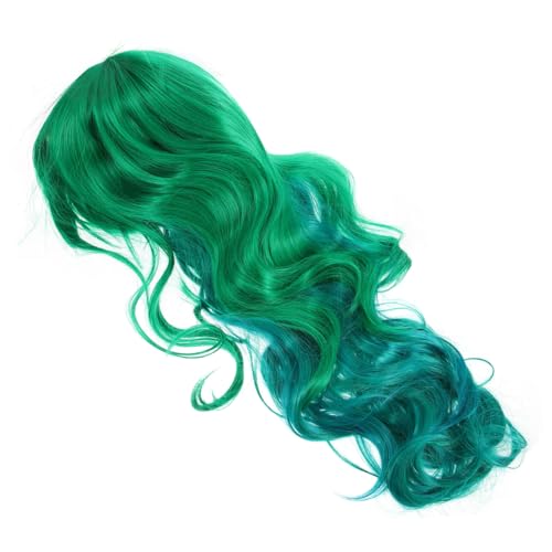 VILLFUL Damen Perücke Grün Lockig Synthetisch Hohe Temperaturfaser Handgefertigt Komfortabel Für Cosplay Halloween Party Alltag von VILLFUL