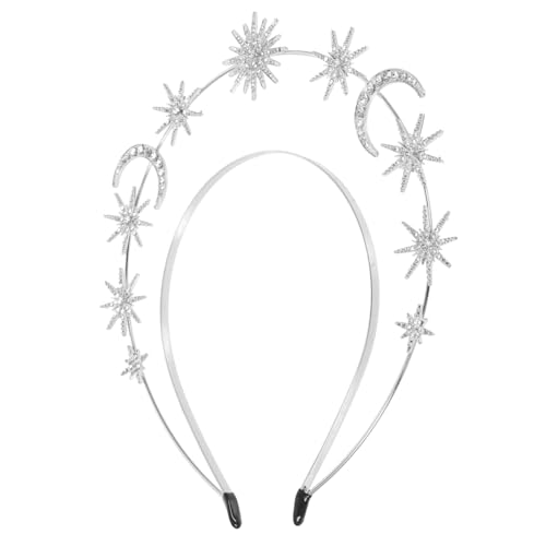 VILLFUL Doppellagiges Stern mond haarreif aus Metall mit Kristallen Komfortables Göttin stirnband für Braut Boho hochzeit Elegante Damen kopfbedeckung Strahlendes Accessoire für Festliche von VILLFUL
