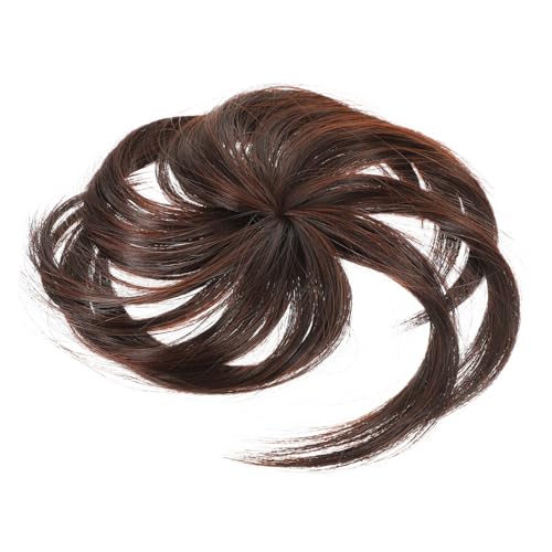 VILLFUL Echthaar Haartopper Damen Lang Dunkelbraun Unsichtbar Nahtlos Haarersatz Haarteil Clip in Fransen Haarverlängerung Natürlich Weich Belüftet Alltags und Partylook von VILLFUL