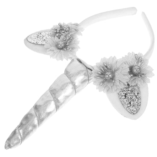 VILLFUL Einhorn Stirnband Silbergrau mit Blumen Einhorn Horn Haarreif für Mädchen Party Kostüm Geburtstag Karneval Cosplay Flexibel und Farbecht für Damen VILLFUL Einhorn Stirnband Silbergrau mit Blumen Einhorn Horn Haarreif für Mädchen Party Kostüm Geburtstag Karneval Cosplay Flexibel und Farbecht für Damen von VILLFUL