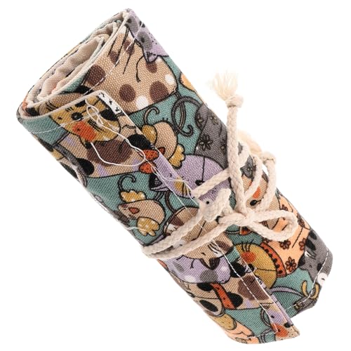 VILLFUL Federmäppchen aus Segeltuch Federmäppchen Bleistift Rolletui Bleistift Wickeletui Großes Federmäppchen Bleistift Aufbewahrungstasche Kunst Pinselhalter Beutel Stift Wickel von VILLFUL