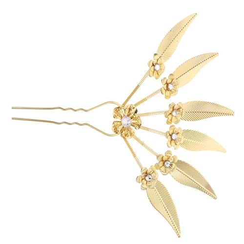 VILLFUL Goldfarbene Haarnadel Design und Funkelnden Strass blumen Leichter Haarschmuck für Hochzeit Party und Festliche Frisuren Stabile Metall haarspange für Damen von VILLFUL