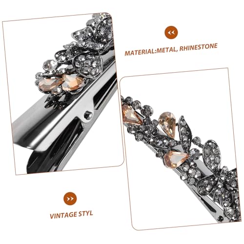 VILLFUL Großer Alligator Haarclip mit Funkelnden Strasssteinen Metallisch Stabiler Haarklammer für Damen Vintage Schmetterlings design für Dickes Haar und Elegante Hochsteckfrisuren von VILLFUL