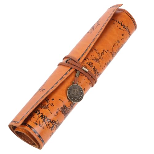 VILLFUL Großes Fächer Stiftemäppchen aus Robustem Canvas mit Retro Lederoptik Multifunktionale Rolltasche für Stifte Platzsparender Organizer für Schule und Büro Weiches Pflegeleichtes von VILLFUL