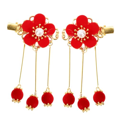 VILLFUL Haarspangen Blumen Quaste Haarklammern Chinesischer Stil Haarschmuck für Mädchen Prinzessin Haar accessoires Hautfreundlich Einfach zu Tragen von VILLFUL